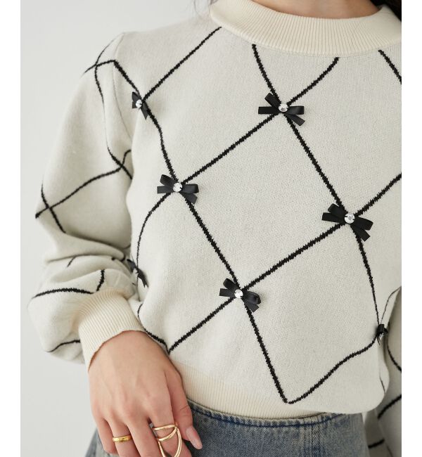 MAJESTICLEGON「プチリボンビジューニット」|ニット・セーター|