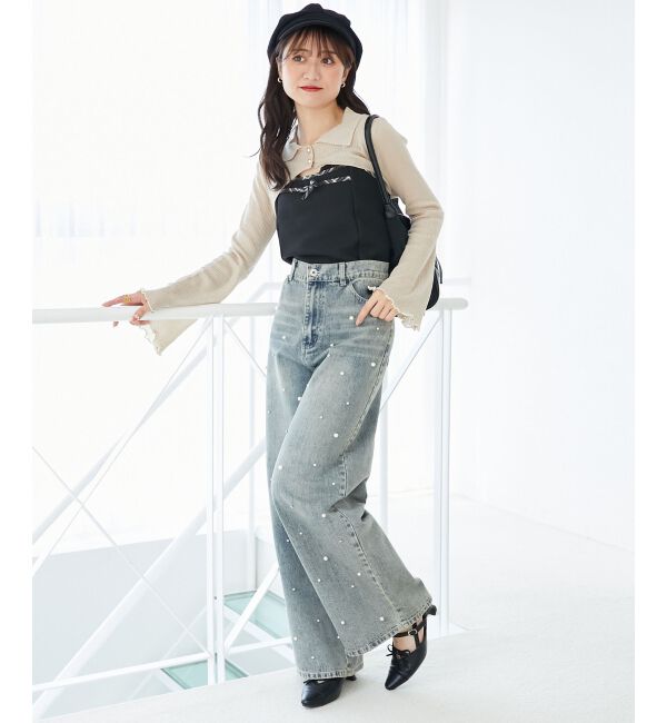  「バイカラーキャミ＆ショートボレロセット」|ニット・セーター|