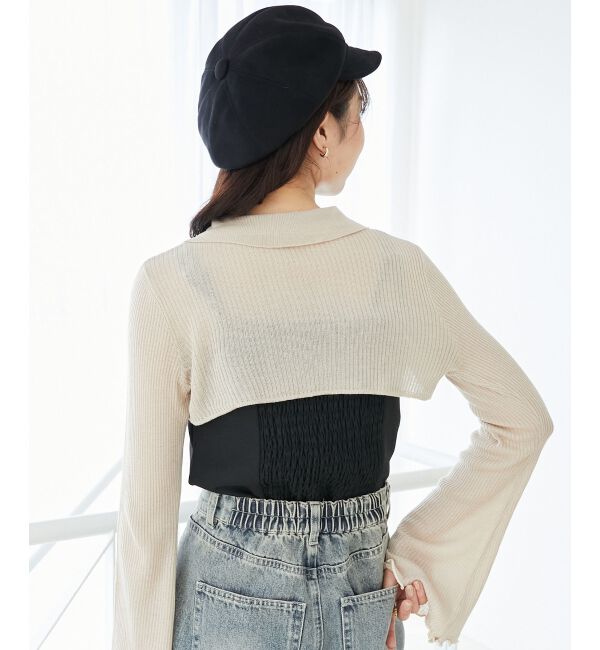  「バイカラーキャミ＆ショートボレロセット」|ニット・セーター|