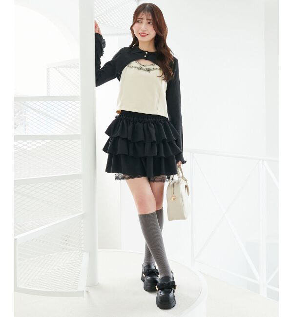  「バイカラーキャミ＆ショートボレロセット」|ニット・セーター|