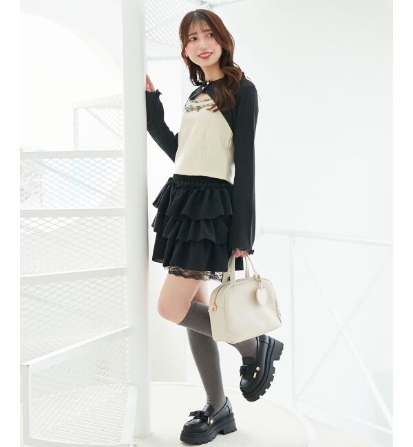  「バイカラーキャミ＆ショートボレロセット」|ニット・セーター|