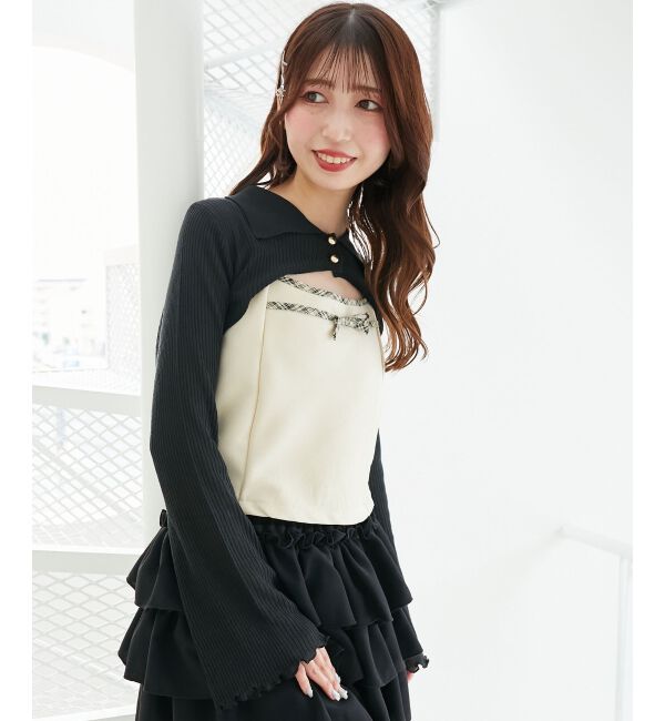  「バイカラーキャミ＆ショートボレロセット」|ニット・セーター|
