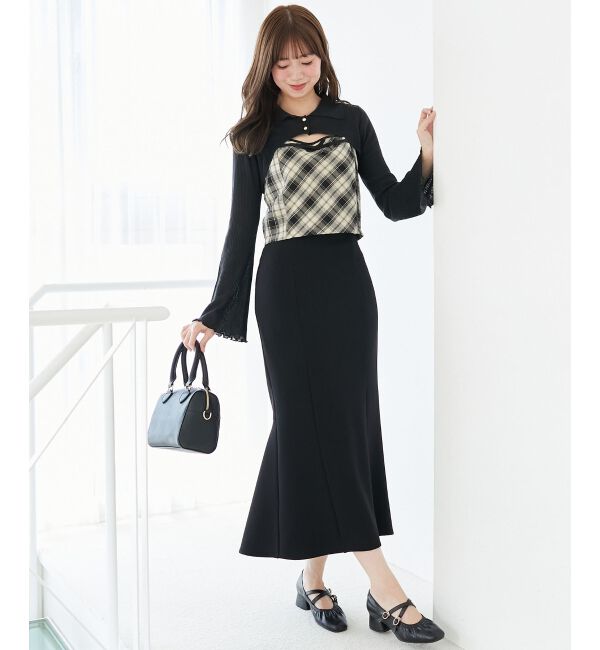  「バイカラーキャミ＆ショートボレロセット」|ニット・セーター|