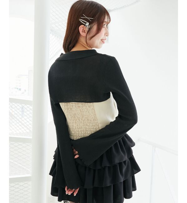  「バイカラーキャミ＆ショートボレロセット」|ニット・セーター|