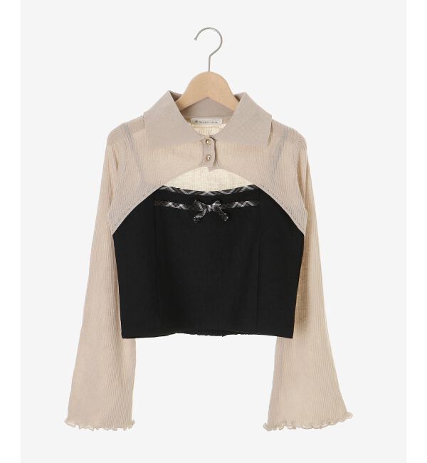  「バイカラーキャミ＆ショートボレロセット」|ニット・セーター|