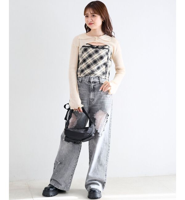  「バイカラーキャミ＆ショートボレロセット」|ニット・セーター|