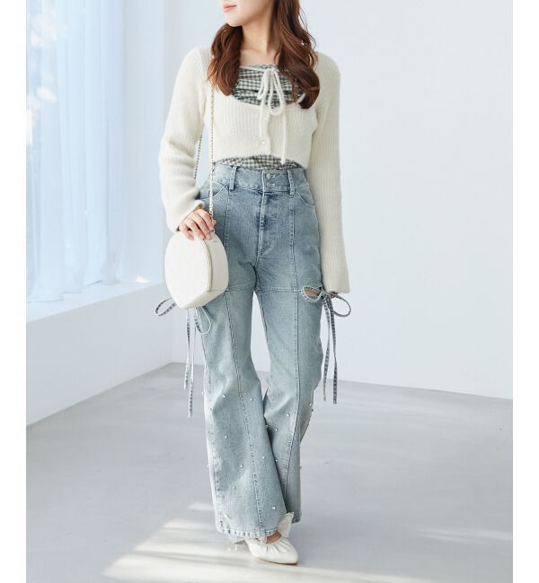  「キャミ&times;シャギーショートカーデセット」|カーディガン|