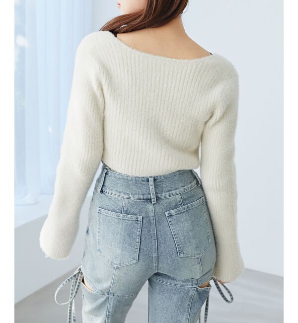  「キャミ&times;シャギーショートカーデセット」|カーディガン|