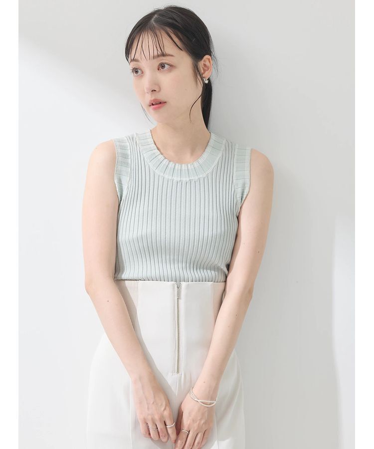 earth music&ecology「ノースリーブラインニットプルオーバー」|ニット・セーター|