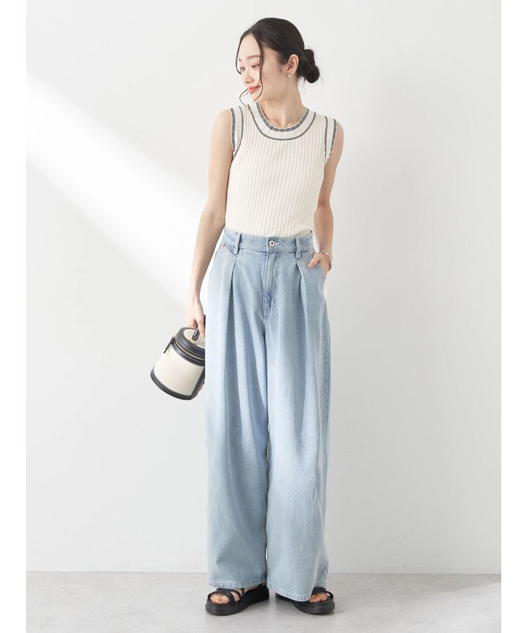 earth music&ecology「ノースリーブラインニットプルオーバー」|ニット・セーター|