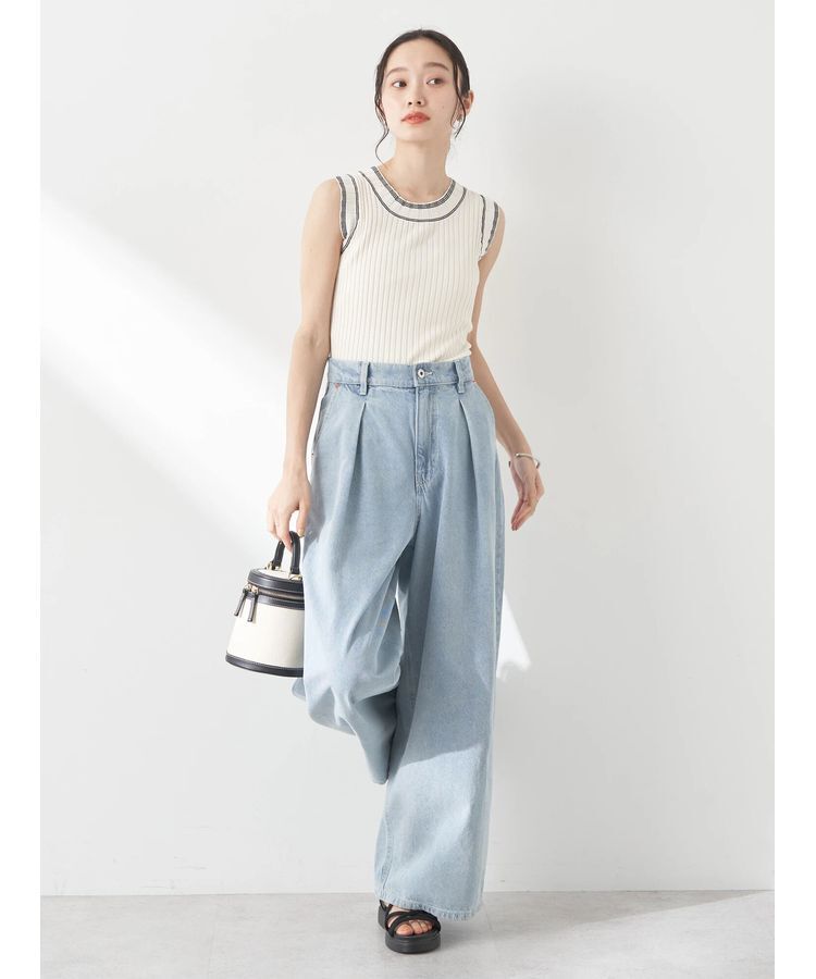 earth music&ecology「ノースリーブラインニットプルオーバー」|ニット・セーター|