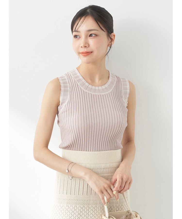 earth music&ecology「ノースリーブラインニットプルオーバー」|ニット・セーター|