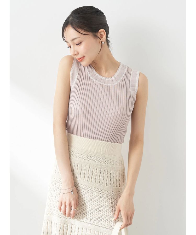 earth music&ecology「ノースリーブラインニットプルオーバー」|ニット・セーター|