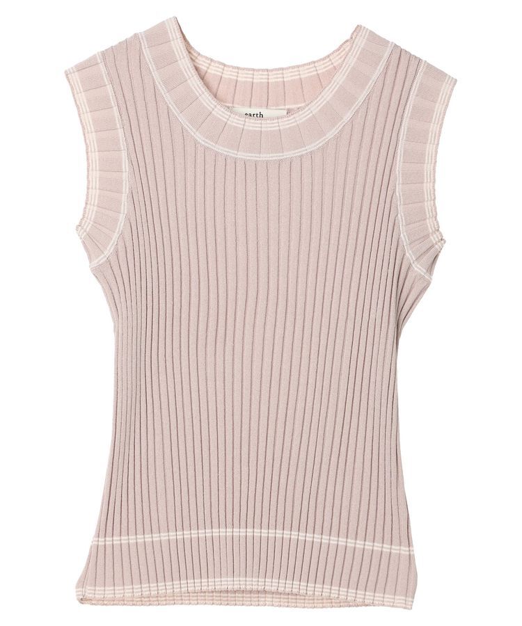 earth music&ecology「ノースリーブラインニットプルオーバー」|ニット・セーター|