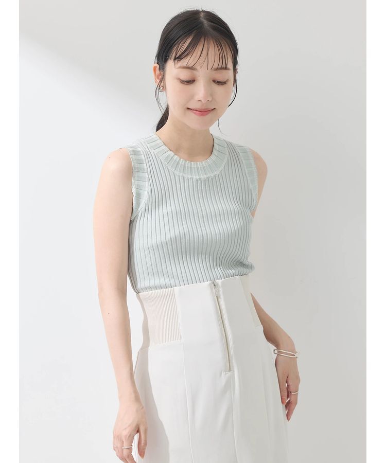 earth music&ecology「ノースリーブラインニットプルオーバー」|ニット・セーター|