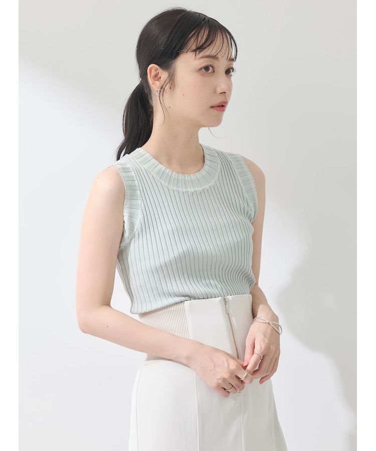 earth music&ecology「ノースリーブラインニットプルオーバー」|ニット・セーター|