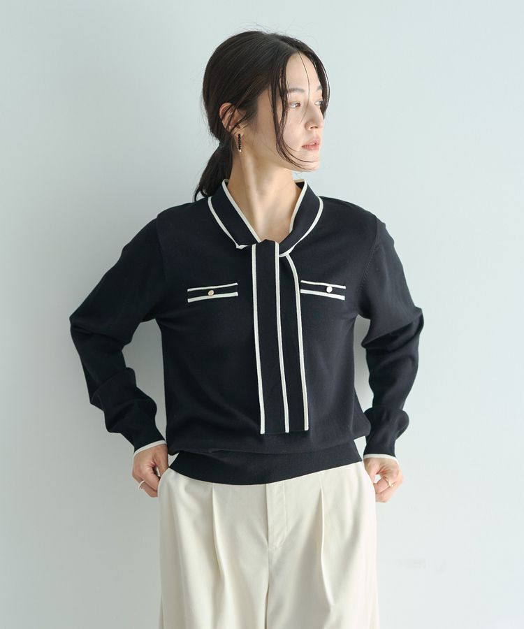 YECCA VECCA「配色ボウタイニット」|ニット・セーター|