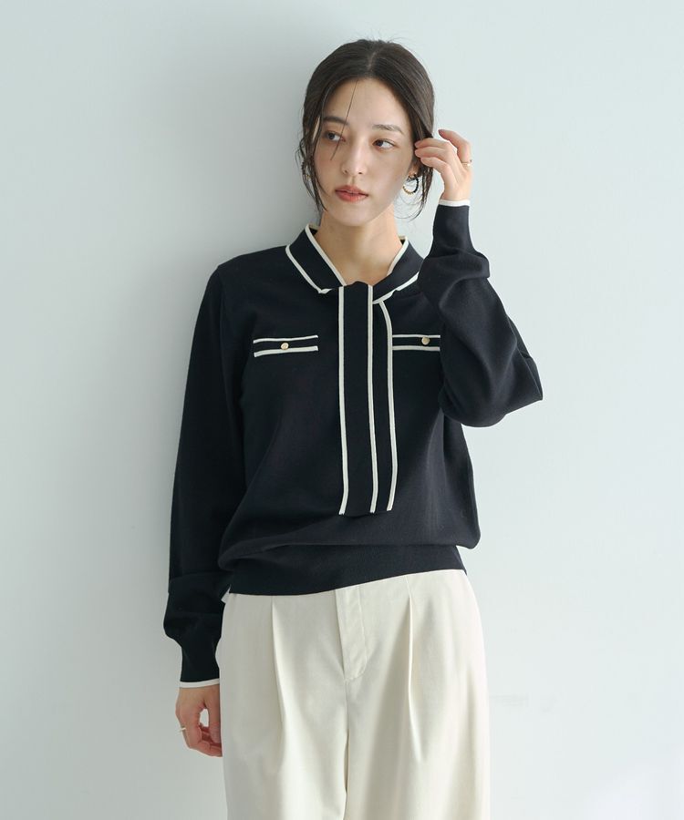 YECCA VECCA「配色ボウタイニット」|ニット・セーター|