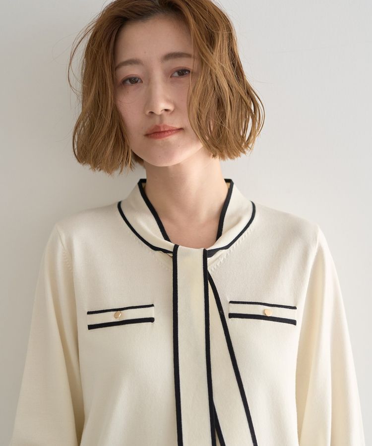 YECCA VECCA「配色ボウタイニット」|ニット・セーター|