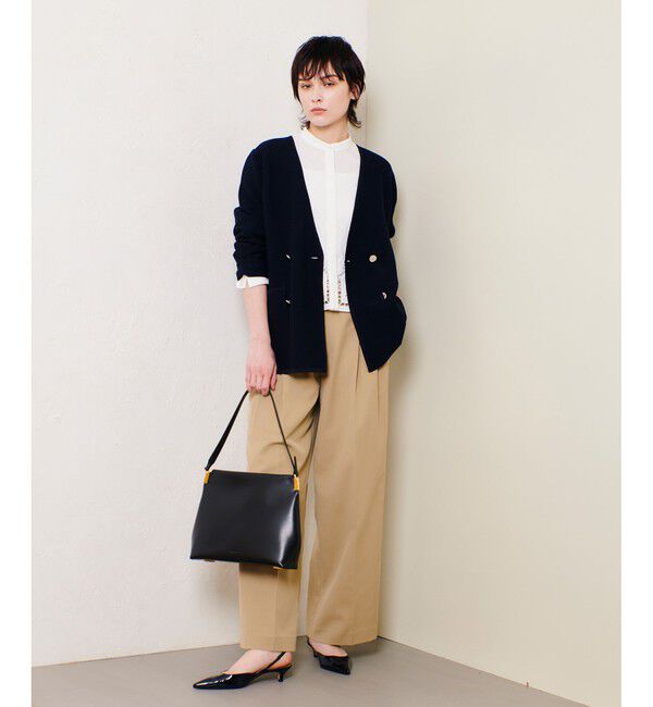 allureville「セミダブルガーターニットジャケット」|ノーカラージャケット|