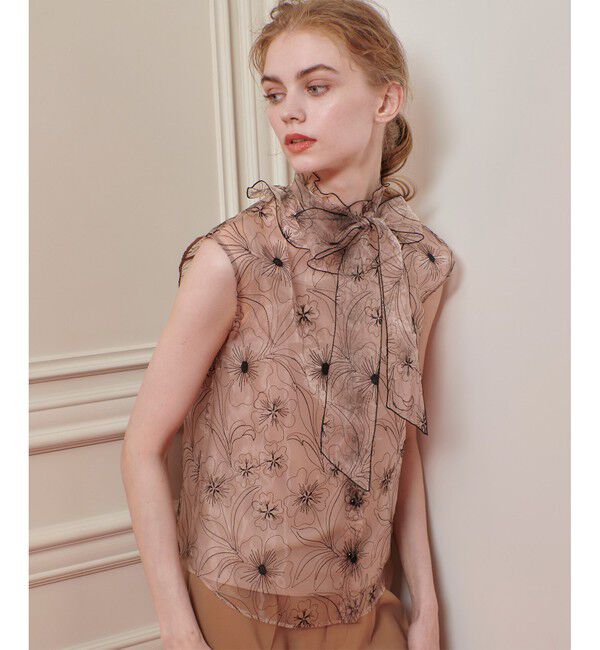 LOULOU WILLOUGHBY「【LOULOU WILLOUGHBY】オーガンジーフラワー刺繍ブラウス」|シャツ・ブラウス|