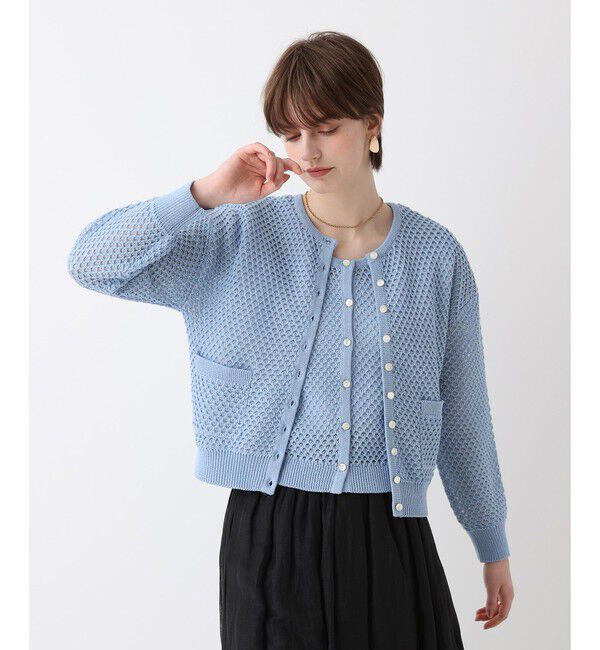 allureville「透かし編みカーディガン」|カーディガン|ブルー