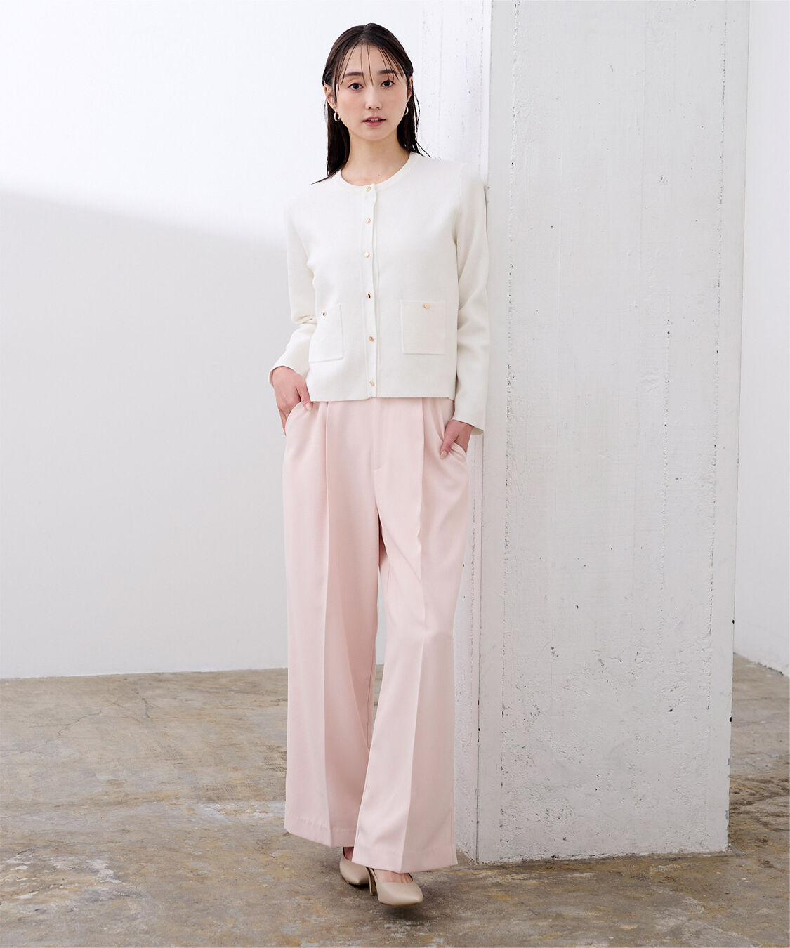 ur's「ゴールド釦ポケットデザインニットジャケット」|ニット・セーター|