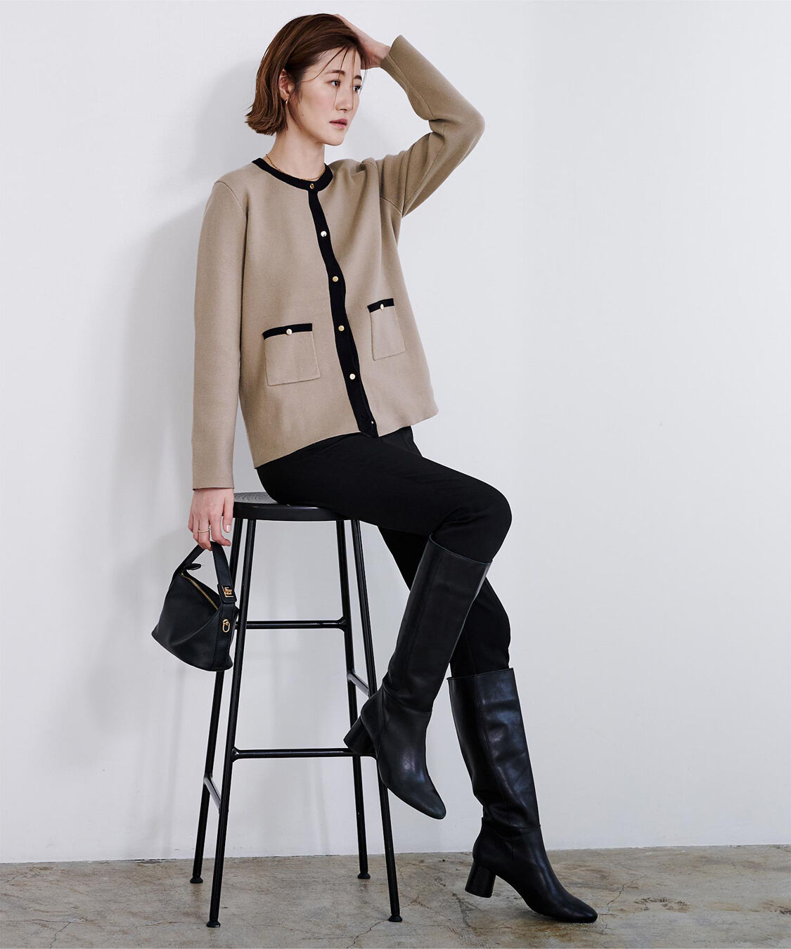 ur's「ゴールド釦ポケットデザインニットジャケット」|ニット・セーター|