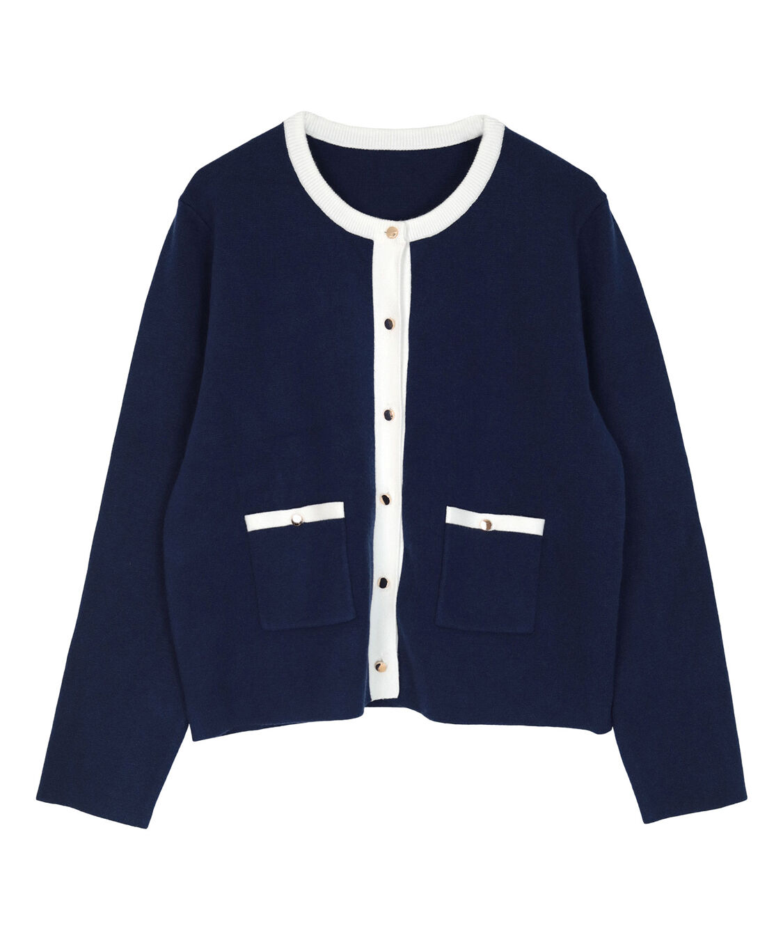 ur's「ゴールド釦ポケットデザインニットジャケット」|ニット・セーター|