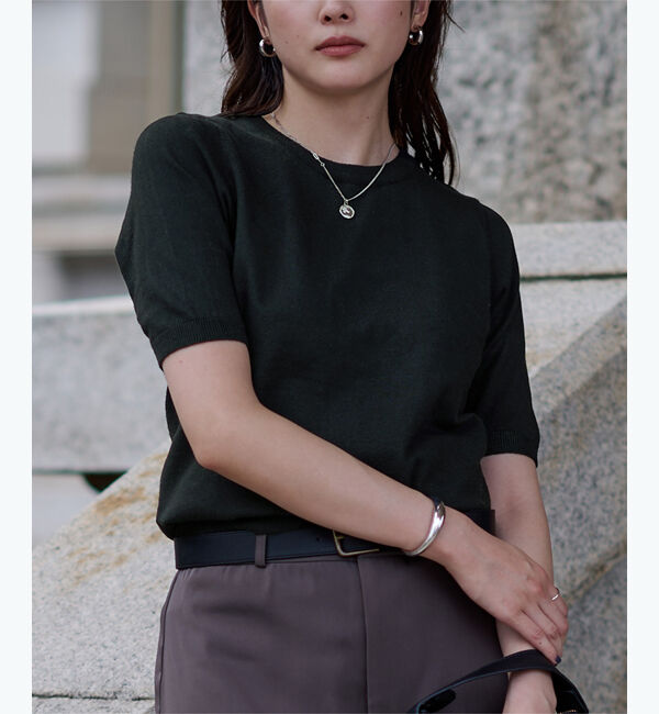 ur's「クルーネックハーフスリーブニット」|ニット・セーター|