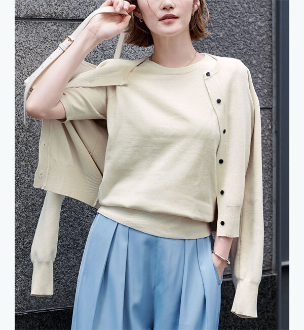 ur's「クルーネックハーフスリーブニット」|ニット・セーター|ホワイト