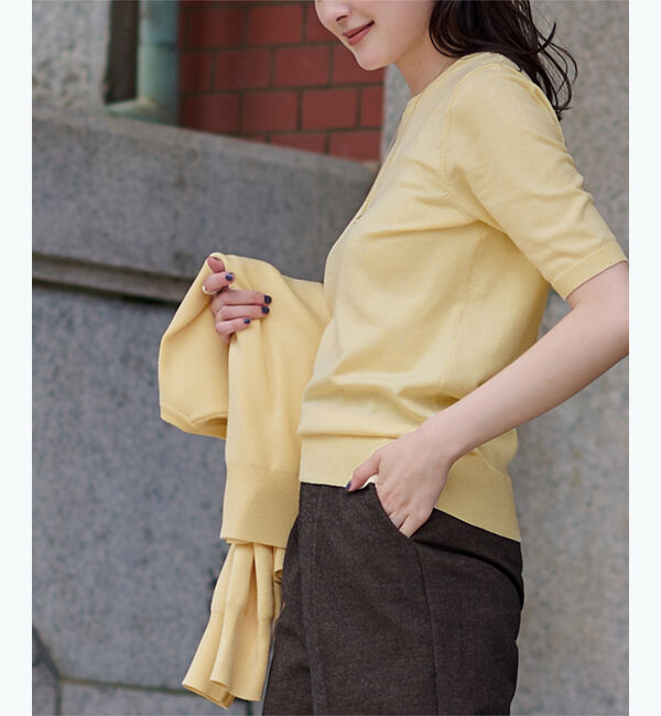 ur's「クルーネックハーフスリーブニット」|ニット・セーター|