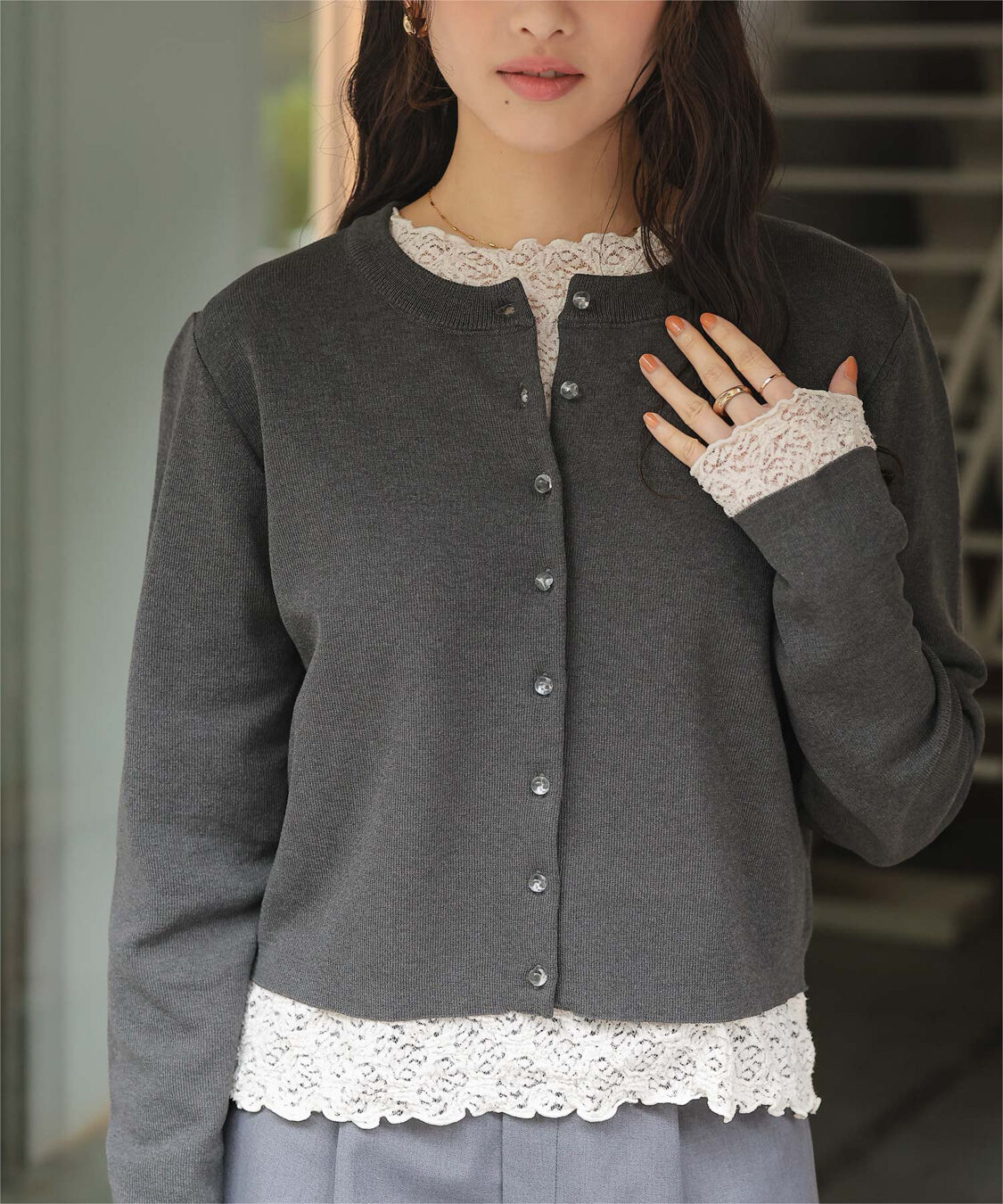 titivate「クリア釦UVケアニットカーディガン」|カーディガン|