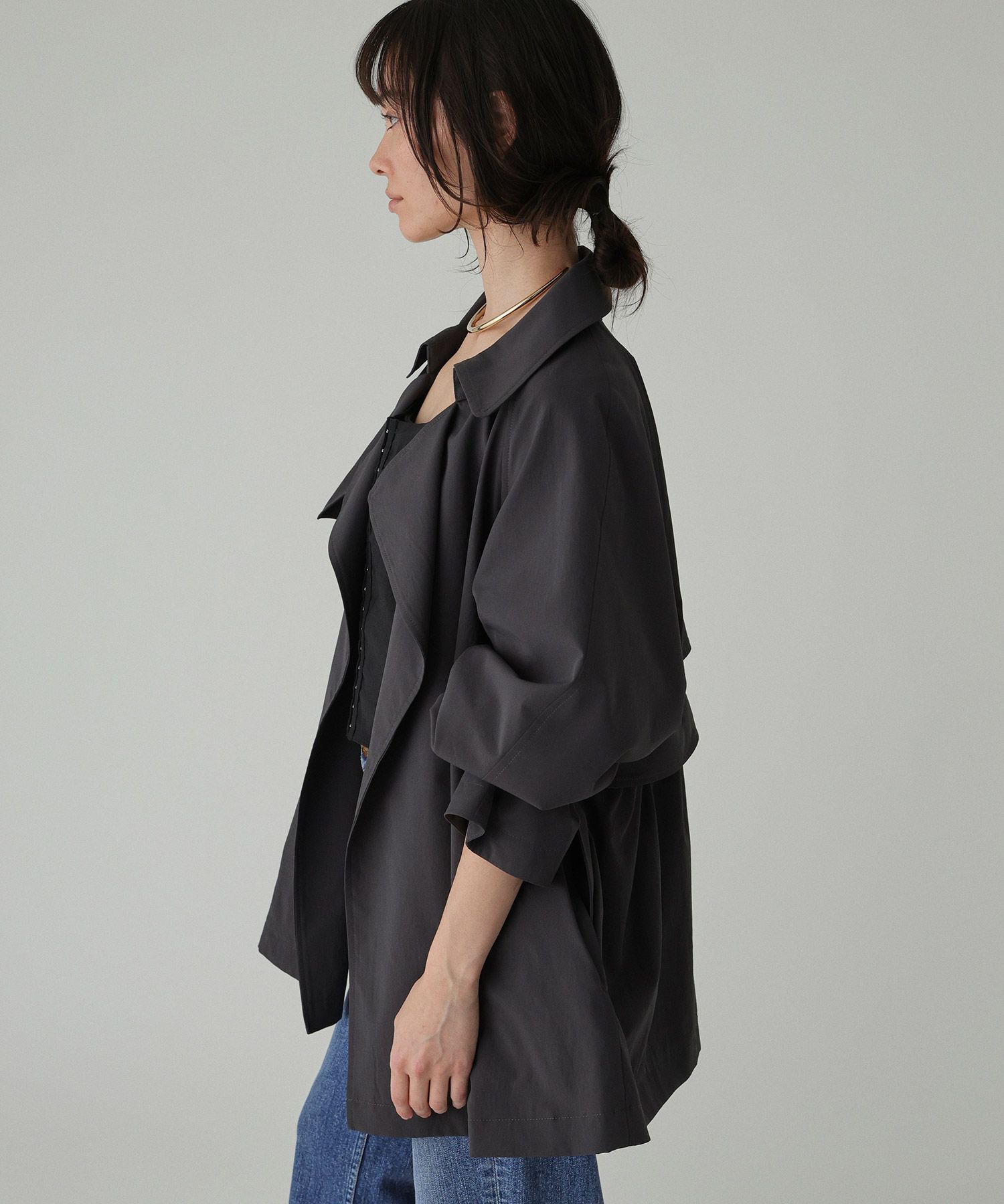 BABYLONE「【多機能素材】タイプライターショートトレンチ」|トレンチコート|