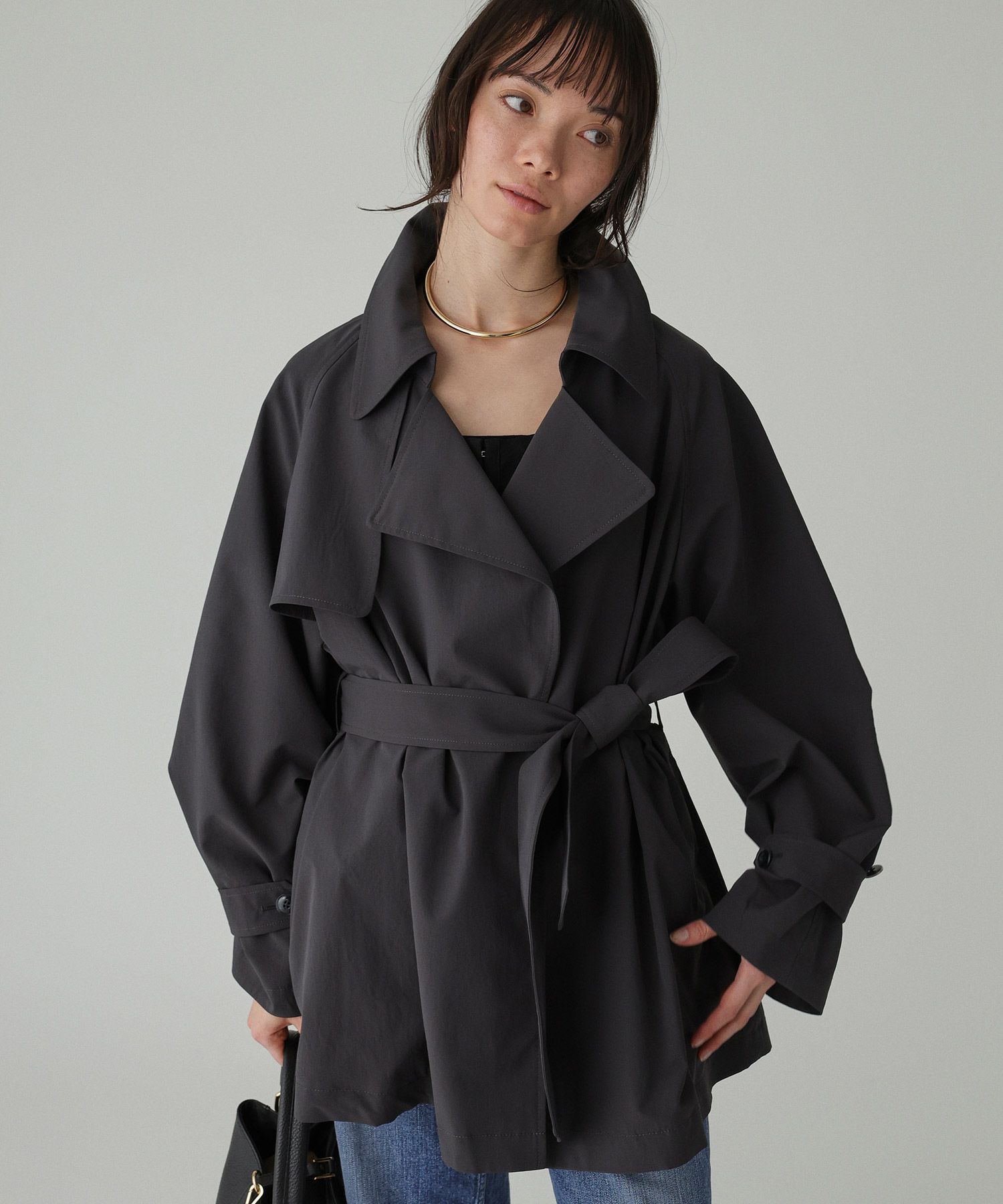 BABYLONE「【多機能素材】タイプライターショートトレンチ」|トレンチコート|