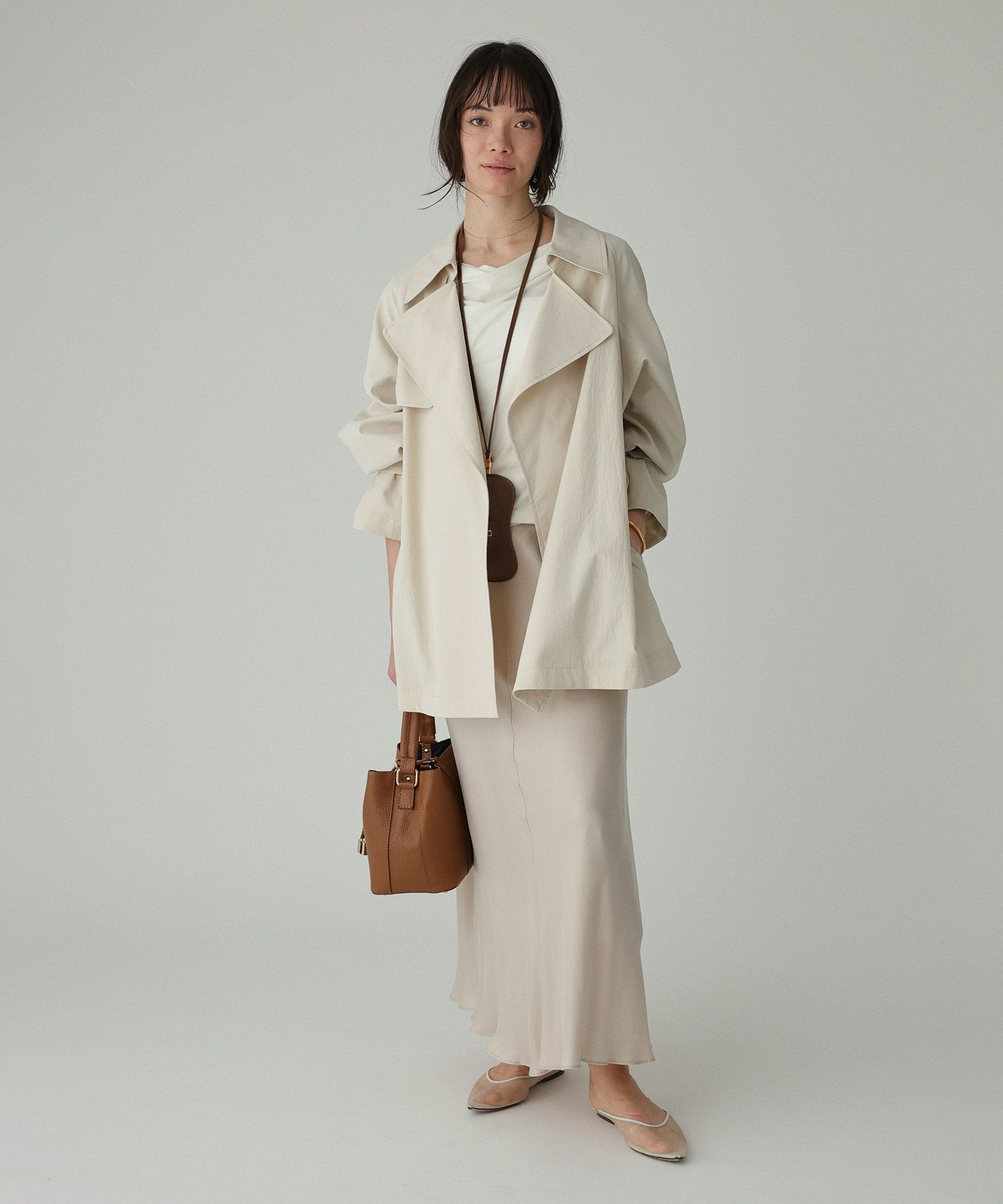 BABYLONE「【多機能素材】タイプライターショートトレンチ」|トレンチコート|