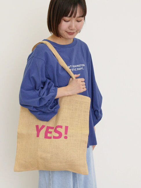 Samansa Mos2「ロゴジュートトートバッグ」|その他|ピンク