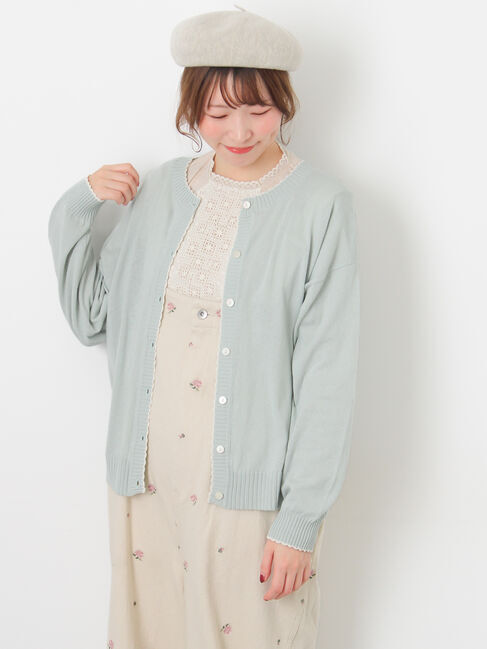 Samansa Mos2「配色スカラップカーディガン」|カーディガン|