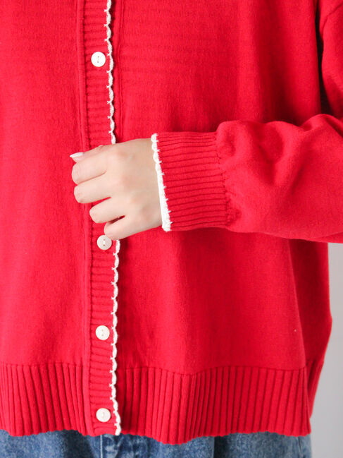 Samansa Mos2「配色スカラップカーディガン」|カーディガン|