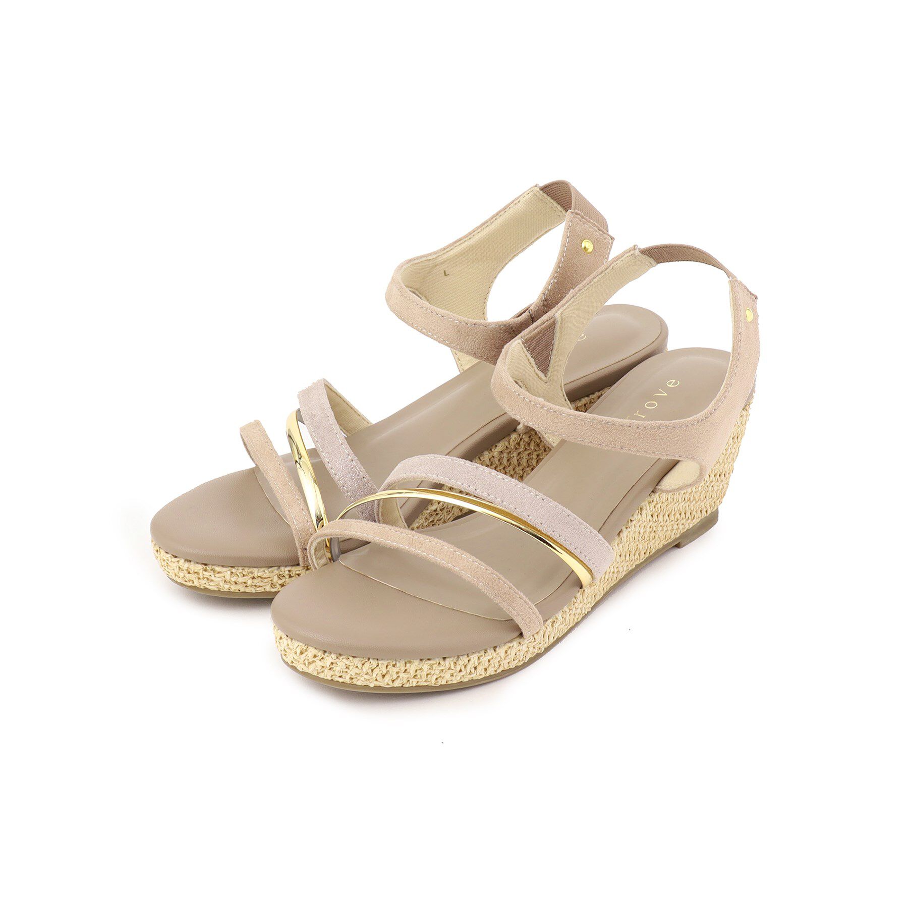 grove「【大人気につき追加！・人間工学】メタルラインワンタッチサンダル」|サンダル|グレージュ(450)