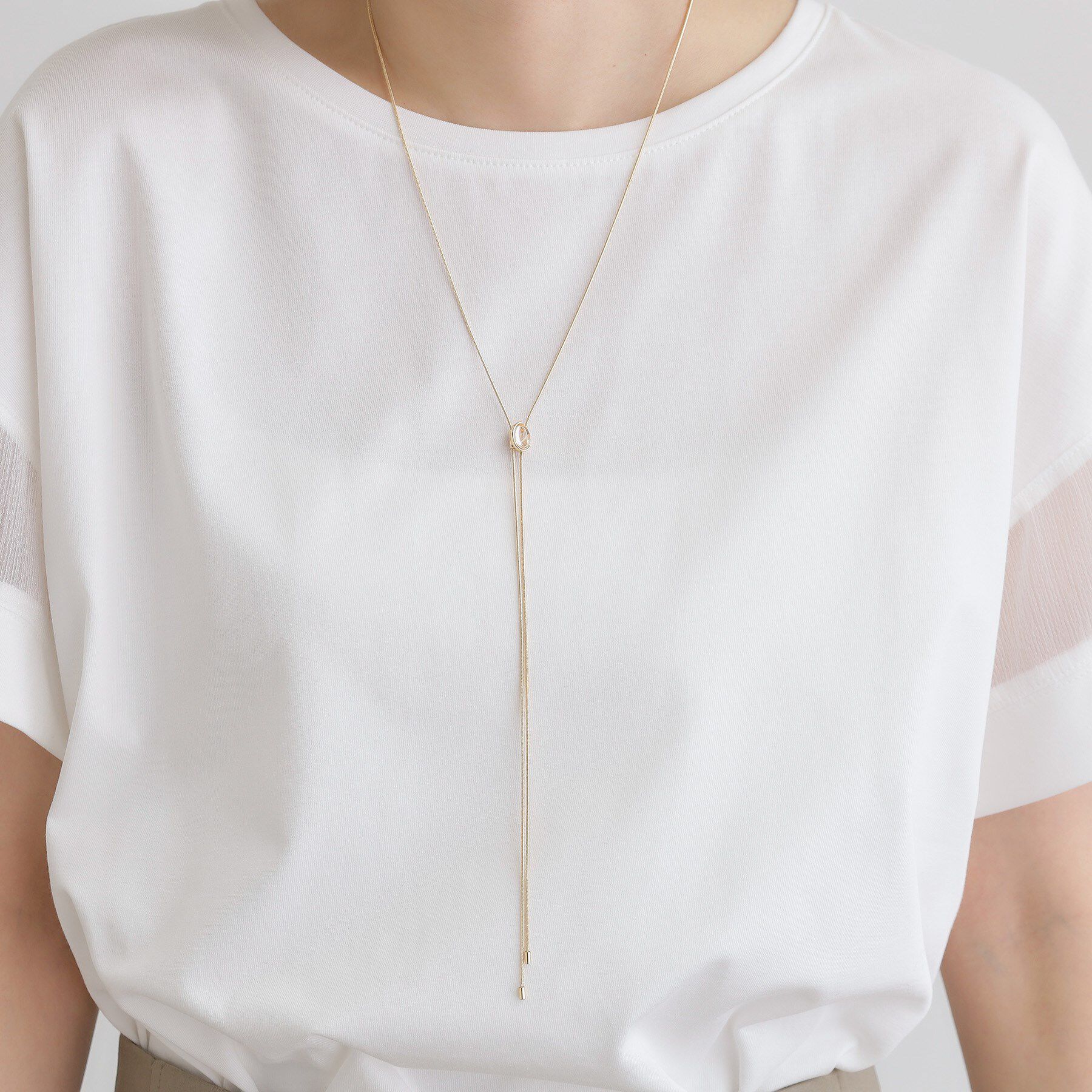 grove「クリアメタルスライドY字ネックレス」|ネックレス|