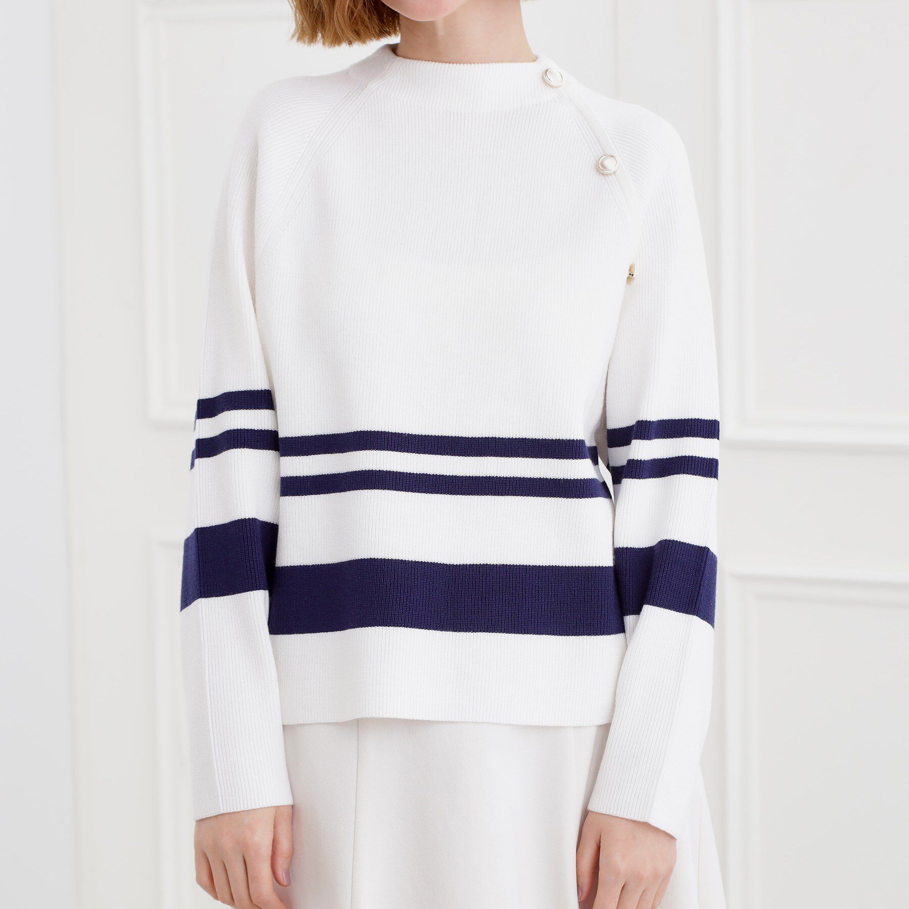 grove「ラグランスリーブ肩釦ニット」|ニット・セーター|