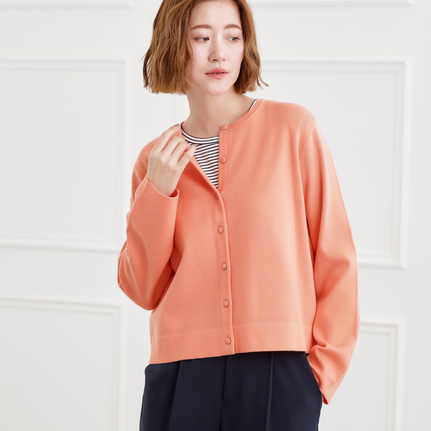 grove「【洗える】毛玉軽減クルーネックカーディガン」|カーディガン|