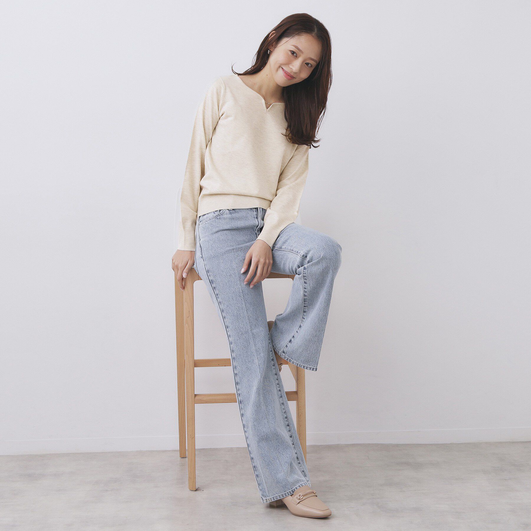 index「ゴールドパーツ付きハートネックニット【洗濯機OK】」|ニット・セーター|