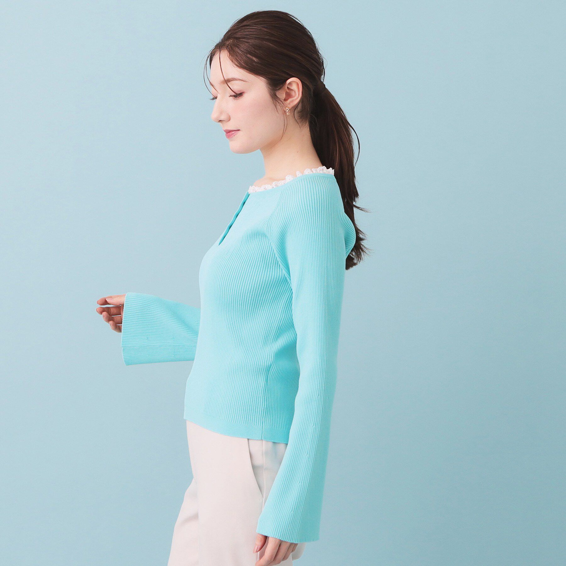 index「ヘンリーネックフレアスリーブニット【洗濯機OK】」|ニット・セーター|