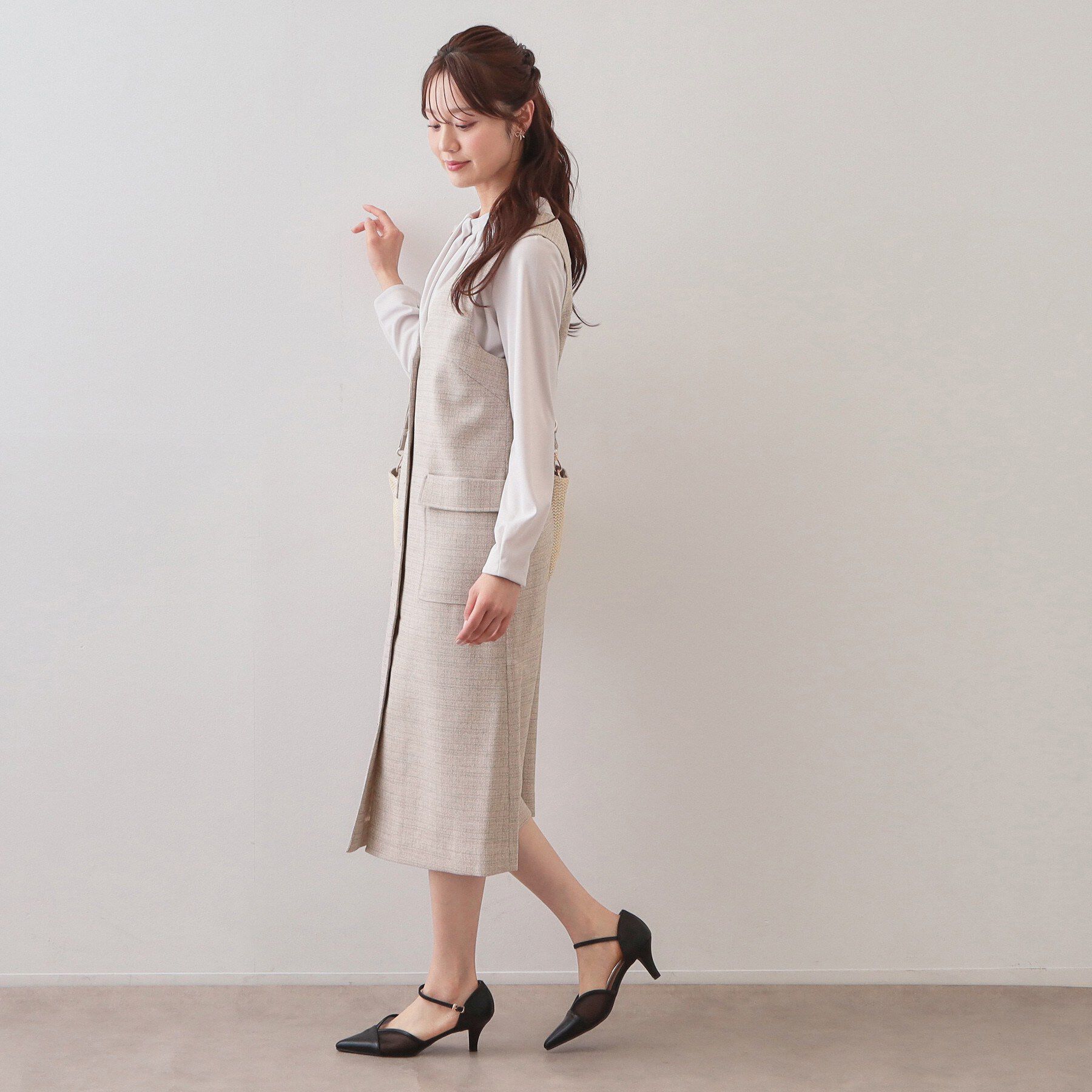 index「サマーツイード前開きジャンスカ【洗濯機OK/イージーアイロン】」|ワンピース|