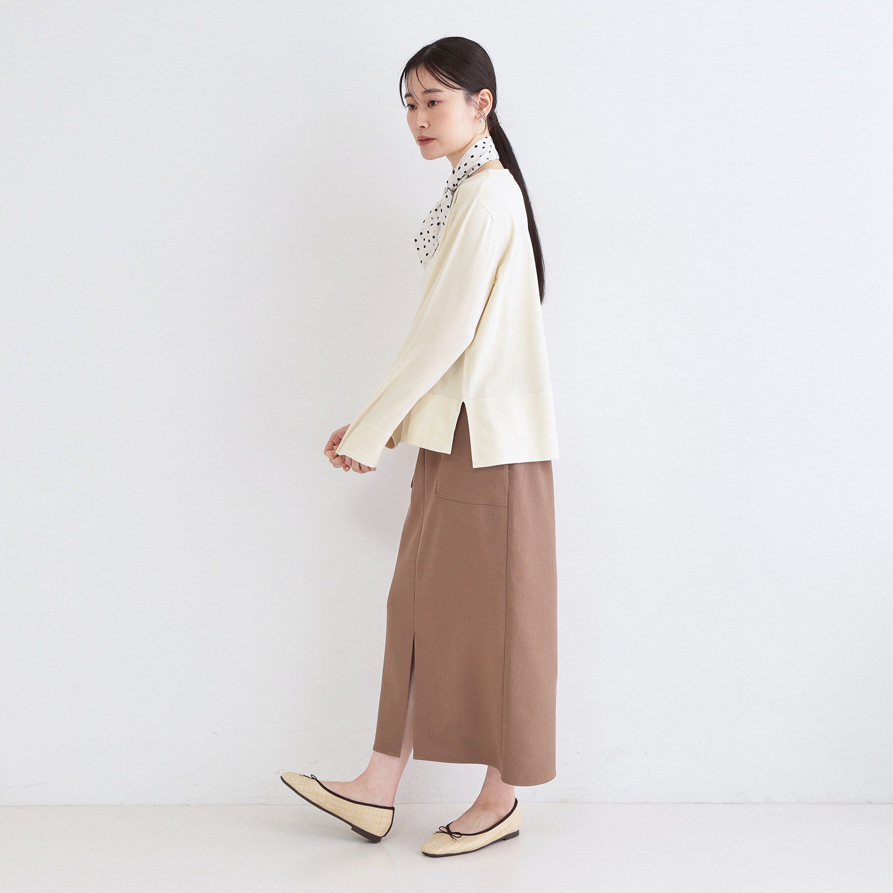 OPAQUE.CLIP「UV リラクシーボートネックニット／オーガニックコットン混【洗濯機OK】《5col》」|ニット・セーター|