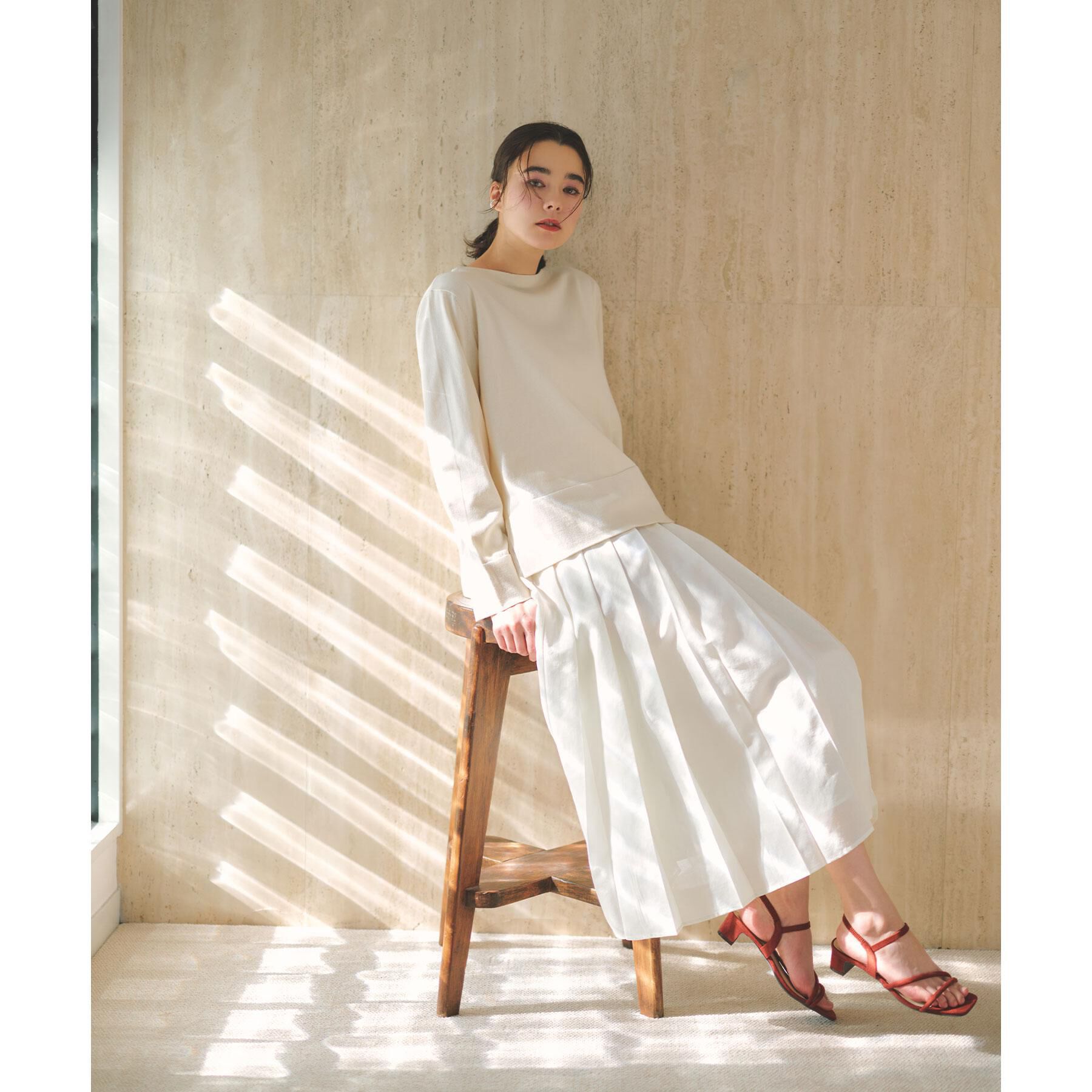 OPAQUE.CLIP「UV リラクシーボートネックニット／オーガニックコットン混【洗濯機OK】《5col》」|ニット・セーター|