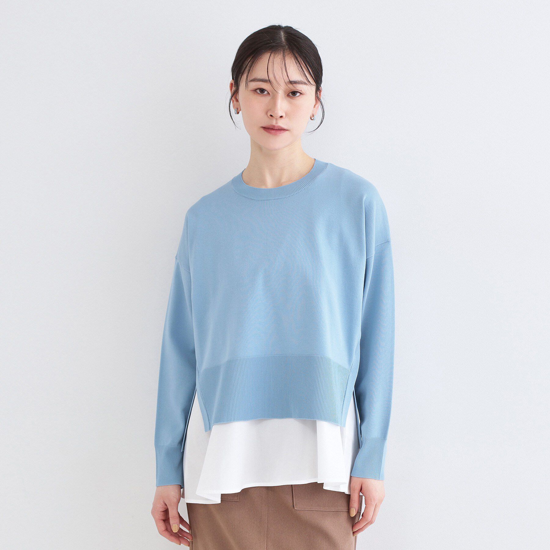 OPAQUE.CLIP「《ツインセット》ワイドニット&times;裾フレアタンクトップ【洗濯機OK】」|ニット・セーター|