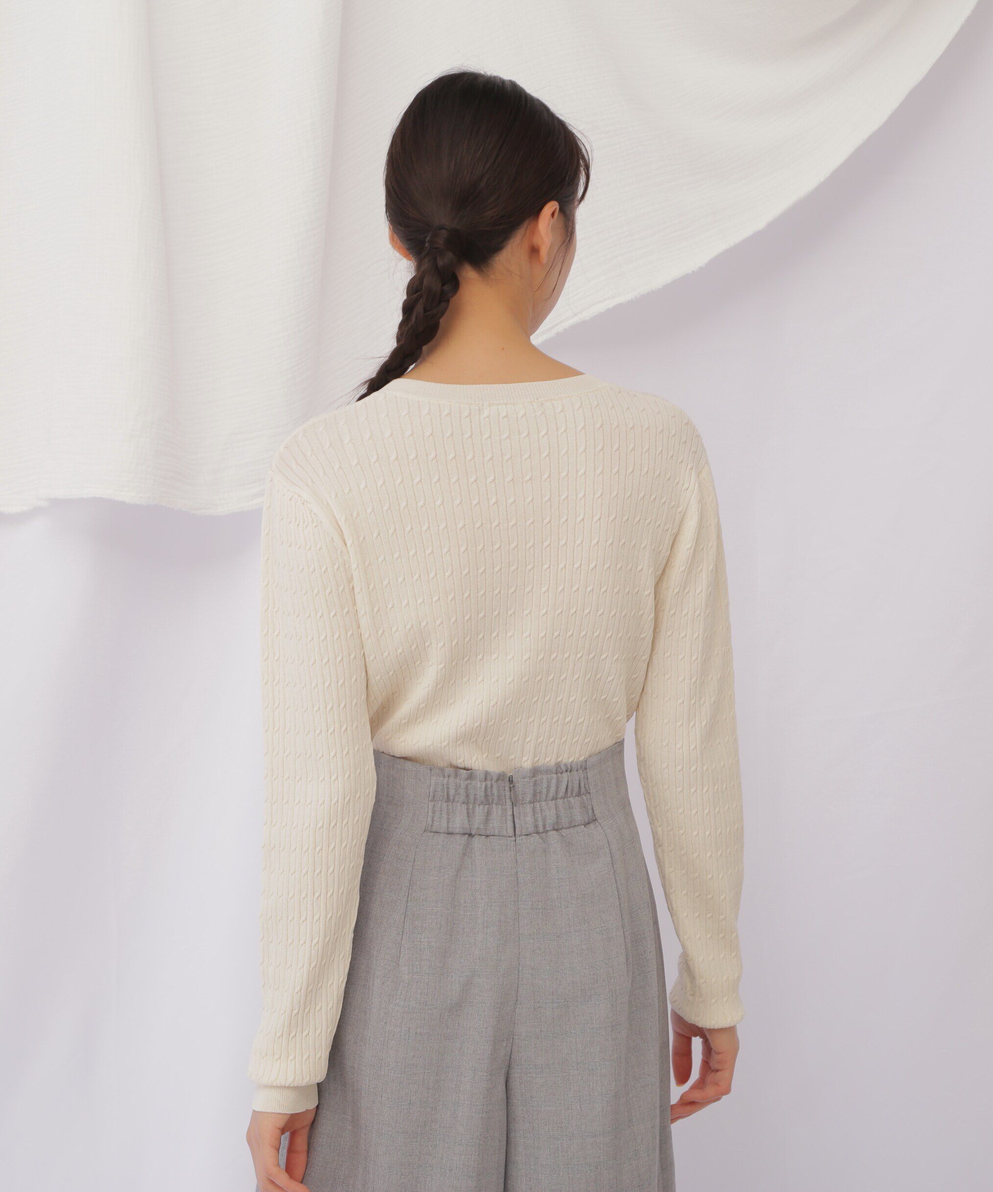  「ベーシックミニケーブルリブカーディガン」|ニット・セーター|